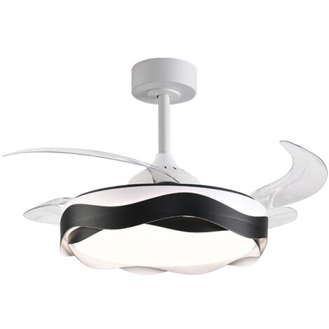 Ventilador DC ONDAS negro, 4 aspas retráctiles, 72W LED 300040006000K