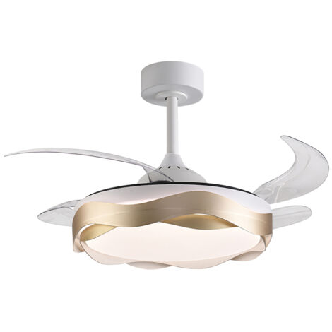 Ventilador DC ONDAS oro, 4 aspas retráctiles, 72W LED 300040006000K