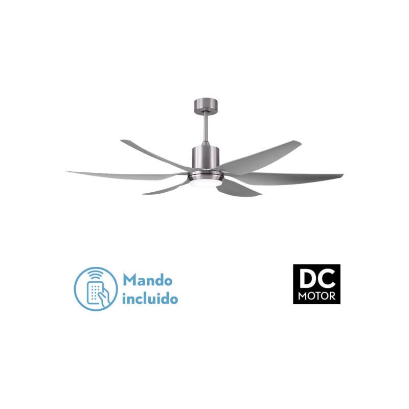 Ventilateur dc otto 24w 2950lm nickel 6 pales argent reg.x167d 3000-4000-6000k 2 pales avec télécommande, mémoire et minuterie