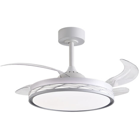 Ventilador DC RIGA blanco/blanco, 4 aspas retráctiles, 72W LED 300040006000K