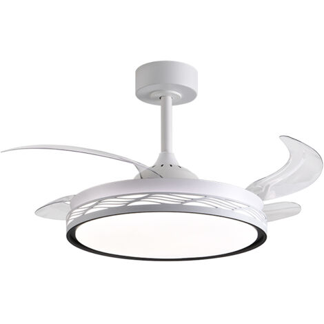 Ventilador DC RIGA blanco/negro, 4 aspas retráctiles, 72W LED 300040006000K