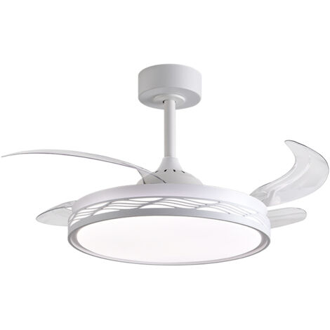Ventilador DC RIGA blanco/plata, 4 aspas retráctiles, 72W LED 300040006000K