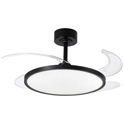 Ventilador DC SLIM negro, 4 aspas retráctiles, 72W LED