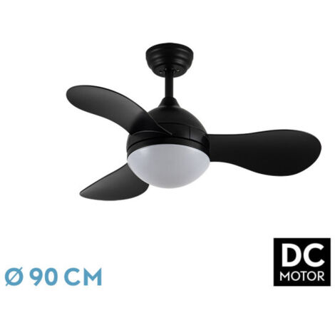 Ventilador dc solido 24w negro 3aspas 91d 2640lm 3000-4000-6500k remoto+memoria+temporizador