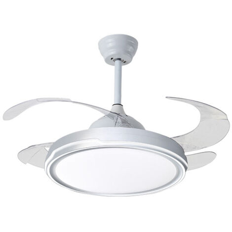 Ventilador DC TORONTO blanca, 4 aspas retráctiles, 72W LED 300040006000K, APP, Al.35xD.108/50cm