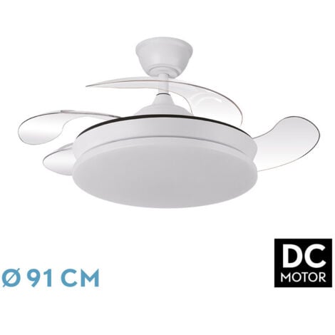 FABRILAMP VENTILADOR TECHO TRIDENTE MINI 4 ASPAS 91CM 59W BLANCO DESPLEGABLE