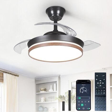 Ventilador de 20 pulgadas con luz integrada, luz blanca y rejilla negra