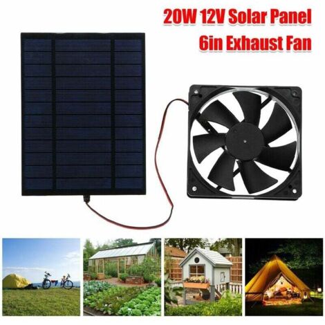Ventilador de 20 W con panel solar, miniventilador de 6 pulgadas, portátil, recargable, para bricolaje. DEBUNS