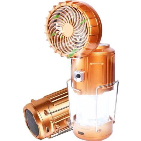 Ventilador de camping con luz LED, ventilador de tienda portátil, luz LED plegable, ventilador de emergencia con energía solar recargable por USB.