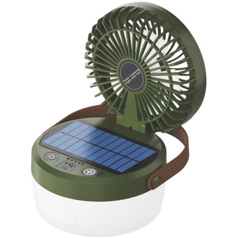 Ventilador de camping LED solar XVX, luz recargable tipo C, USB para cargar otros dispositivos, luz de camping portátil, resistente y duradera, cuatro modos de iluminación, adecuado para acampar al ai