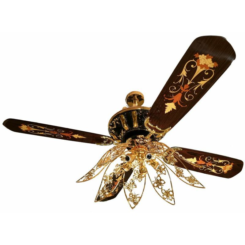 

Razzetti - Abanico con palas de madera incrustadas cm 132xh68abbassamentoda15incluso FAN-MIG-06