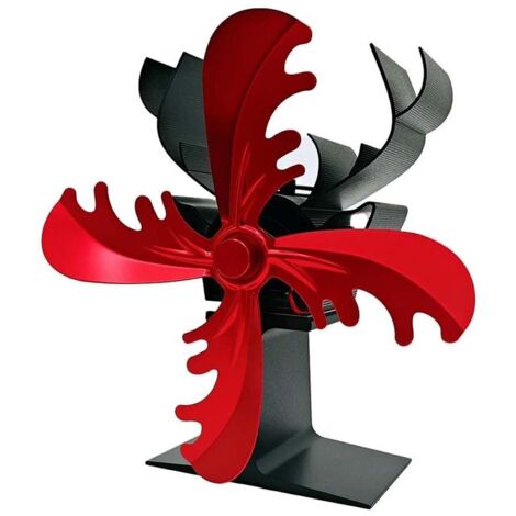 Ventilador de chimenea con diseño de reno, ventilador de estufa de leña de 4 aspas, circulación de calor, funcionamiento silencioso, autoalimentado.