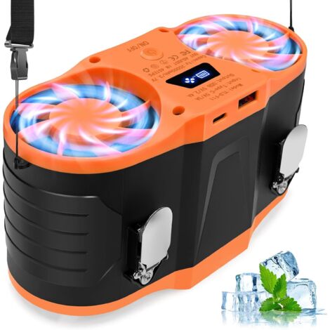 Ventilador de cintura portátil, recargable de 20000 mAh, manos libres, ventilador de cinturón portátil para camping, al aire libre, trabajo y trabajo