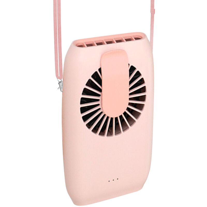 

Ventilador de cuello colgante, con ventilador portatil de mano con funcion de banco de energia,Rosa