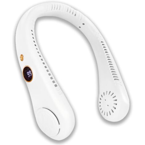 Ventilador de cuello de 5 velocidades con pantalla portátil y recargable