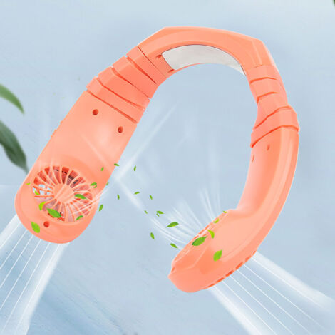 Ventilador de cuello portátil con enfriamiento instantáneo, mini enfriador de aire de aluminio, recargable por USB, diseño deportivo, rojo.