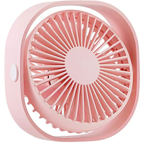Ventilador de escritorio, conexión USB, rotación de 360°, 12,3x12,3x5,5 cm, rosa