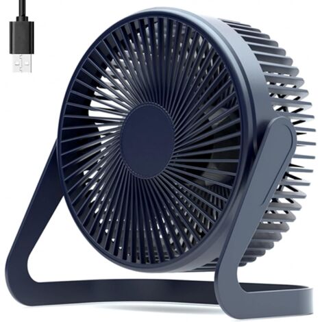 Ventilador de escritorio mini USB de 5 pulgadas, portátil y personal, alimentado por USB, para PC, netbook, camping, hogar, oficina, exteriores, viajes, viento fuerte, azul