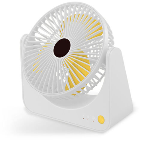 Ventilador de escritorio portátil, recargable por USB, con 3 velocidades y función de rotación, mini ventilador silencioso para oficina en casa, blanco, ABS/PP, 430 g, 19,6 cm