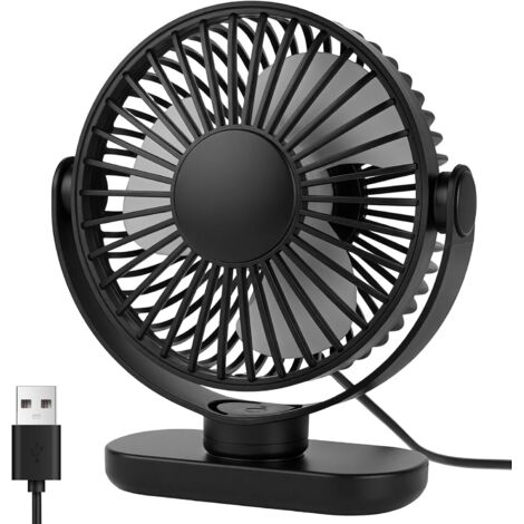 Ventilador de escritorio USB, pequeño ventilador de mesa refrescante, ventilador portátil y silencioso de 3 velocidades, mini ventilador potente con rotación de 360° para oficina, dormitorio, hogar y 