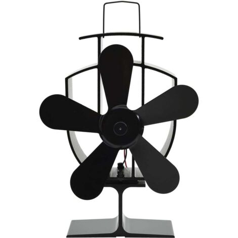 Ventilador de estufa accionado por calor 5 aspas negro