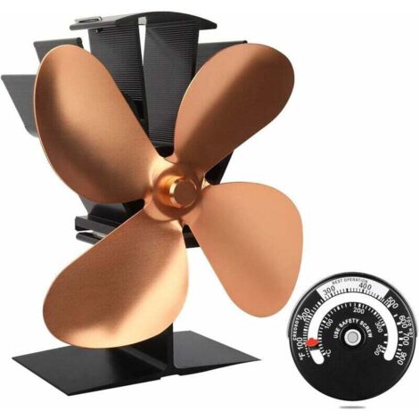 Ventilador de estufa con 4 aspas, silencioso, para estufa de leña o chimenea - Ecológico, XVX Gold