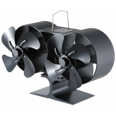 Ventilador de estufa de leña alimentado por calor de doble cabeza de 8 aspas, Mini ventilador de chimenea, soplador de aire de horno para madera/quemador de troncos/chimenea ventilador ecológico