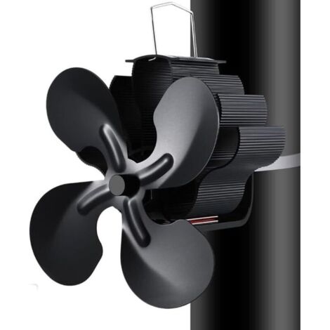 Ventilador de estufa de leña, ventilador de chimenea de 4 aspas con accionamiento térmico para gas/pellets/leña