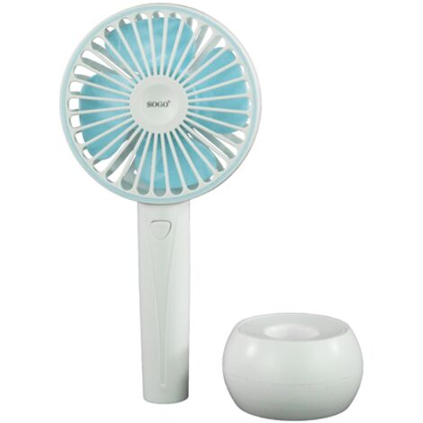 VENTILADOR DE MANO SOGO VEN-SS-21445 PORTATIL RECARGABLE 4W BCO/AZUL