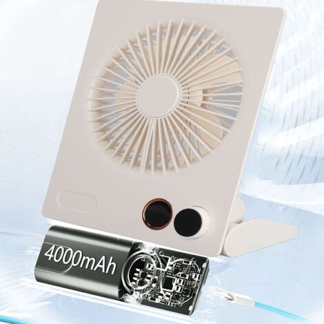 Ventilador de mesa portátil con batería de 4000 mAh, control de velocidad continuo, motor sin escobillas, ultradelgado e ideal para viajar.