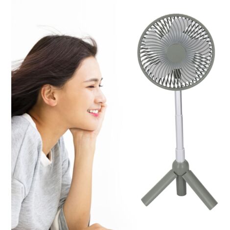 Ventilador de mesa portátil con soporte telescópico y función de carga USB – Ventilador ManoOffice – Blanco – ABS – Batería de litio de 4000 mAh