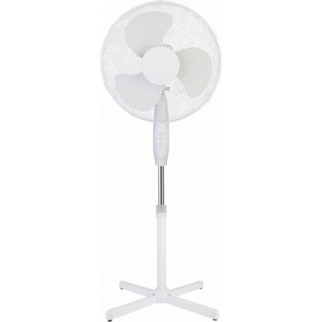 Ventilador de pedestal oscilante de 3 velocidades, 40 cm, 55 W, blanco