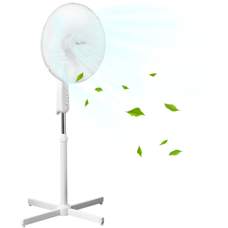 

Ventilador de pie - 120 x 60 x 60 cm - Ventilador de pedestal - 3 niveles de velocidad - 50W - ø41cm - Peso 2,3 kg - Plástico - Blanco
