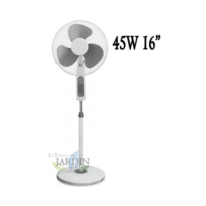 

Suinga - Ventilador de pie 16' 45W 3 velocidades y altura regulable, color gris