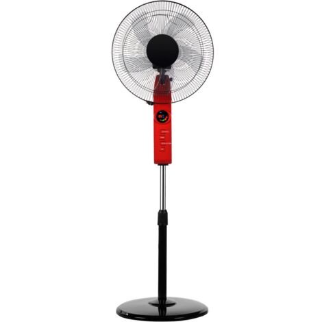 Ventilador de pie AC silencioso Circus 45W con mando a distancia negro-rojo