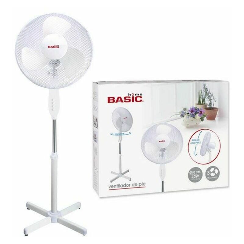 

Ventilador de Pie Basic Home 40W 3 velocidades Blanco 40W (Ø 40 cm)