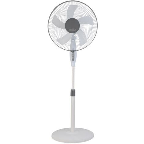 Ventilador De Pie Belmonte Blanco/gris 3 Velocidades 45w 5 Aspas Orientable, Jijo Y Rotatorio