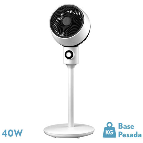Ventilador De Pie Blanco Negro 3 Velocidades 40W 3 Aspas Orientable Fijo Y Rotatorio 86x34x34cm OZONO