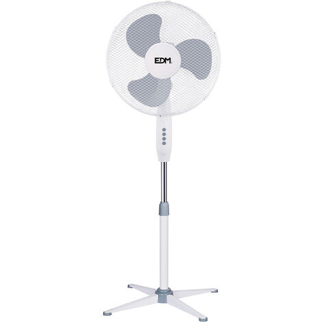 VENTILADOR DE PIE BLANCO POTENCIA: 45W ASPAS: Ø40cm ALTURA REGULABLE 105-125cm EDM