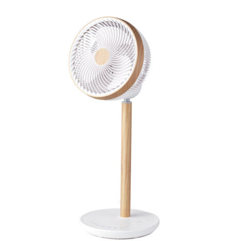 Ventilador de pie colibri blanco/madera 25w 12vel 70x 28,5x28,5cm 3asp motor dc c/remoto y temporizador