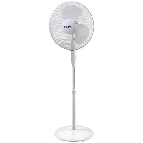 VENTILADOR DE PIE CON BASE CIRCULAR BLANCO POTENCIA: 45W ASPAS: Ø40cm ALTURA REGULABLE 110-130cm EDM
