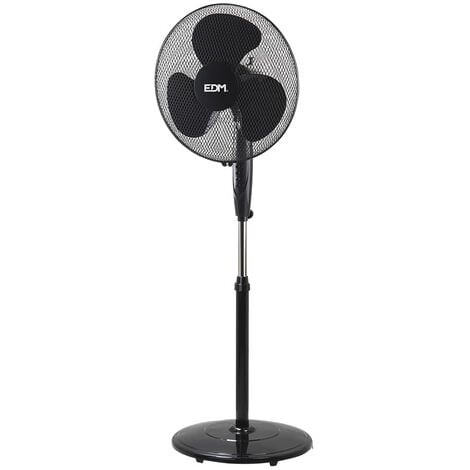 VENTILADOR DE PIE CON BASE CIRCULAR NEGRO POTENCIA: 45W ASPAS: Ø40cm ALTURA REGULABLE 110-130cm EDM