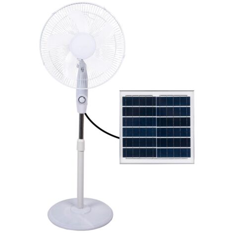 Ventilador de pie DC Frontera 20w con placa solar blanco