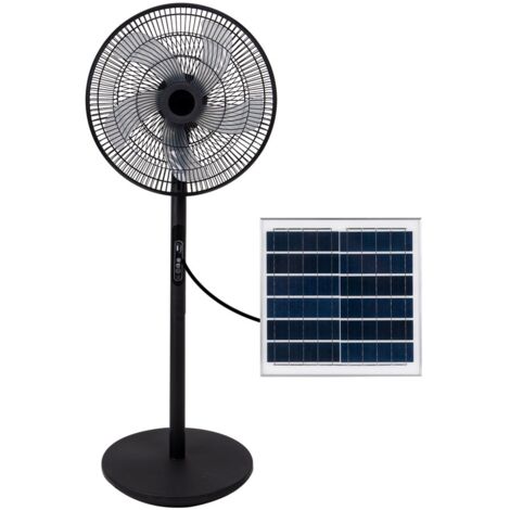 Ventilador de pie DC Rialto 30w con placa solar negro
