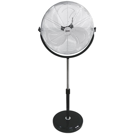 VENTILADOR DE PIE INDUSTRIAL CON BASE CIRCULAR CROMADO/NEGRO POTENCIA: 120W ASPAS: Ø50cm ALTURA REGULABLE 118-148cm EDM