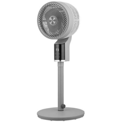 Ventilador de pie persa gris/cromo 50w 3vel regx33x33cm oscilante, display, remoto y temporizador