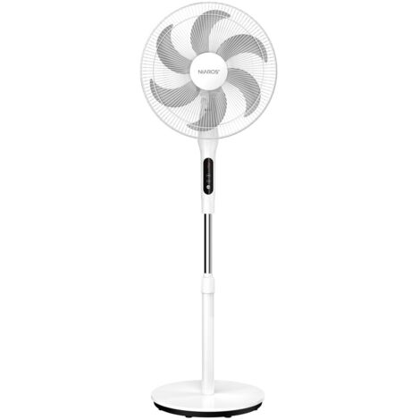 Ventilador de pie "Sortino" regulable con mando a distancia (65W motor AC 230V) Ø43x125cm color blanco