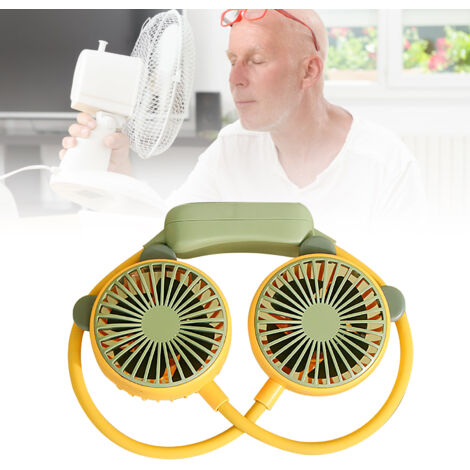 Ventilador de puerta portátil con forma de pecho [recargable por USB] con boquillas flexibles de ABS, mini y silencioso (190 g), amarillo - 3 velocidades [para oficina y viajes]