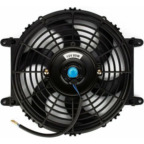 Ventilador de refrigeración eléctrico universal de 28 cm - Ventilador de radiador de 12 V - Aspas de ventilador de motor - 80 W - Kit de montaje