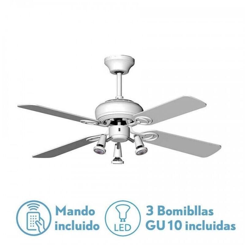 

Fabrilamp - Ventilador de techo 3 focos Galerna blanco - Blanco